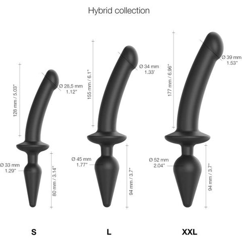 Strap On Me Switch Plug In Semi Realistic Black 2 in 1 Dildo and Plug - Anal Dildos