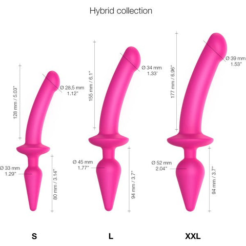 STRAP ON ME Switch Plug In Semi Realistic Fuchsia 2 in 1 Dildo and Plug - Anal Dildos