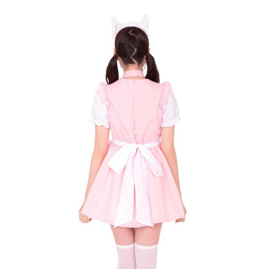 Strawberry Kinky Maid Dress With Hair Ribbons Costume - - Fancy Dress Ups