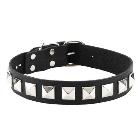 Spartacus Studded Single Strap D Ring Control Collar with Adjustable Leather - Collars and Leads