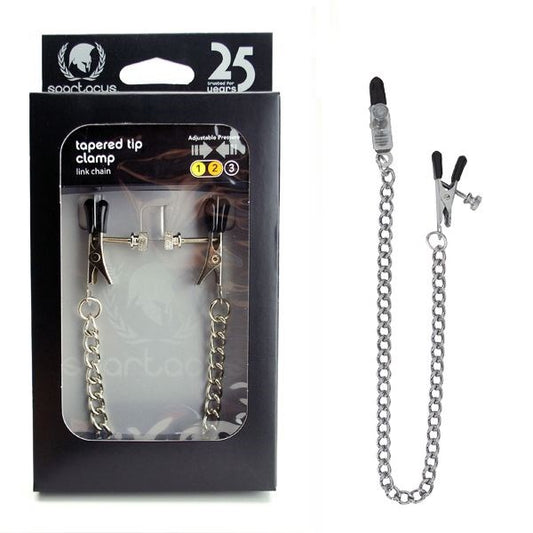 Tapered Broad Tip Nipple Clamps With Link Chain - - Nipple and Clit Clamps