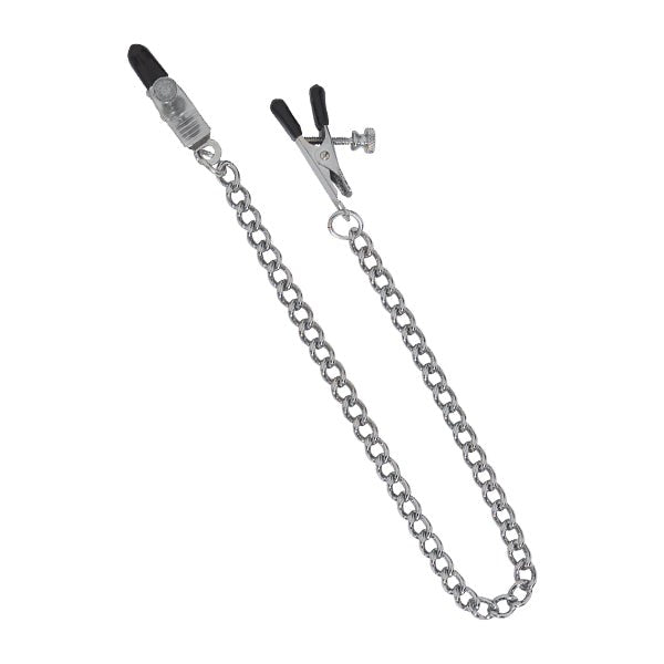 Tapered Broad Tip Nipple Clamps With Link Chain - - Nipple and Clit Clamps