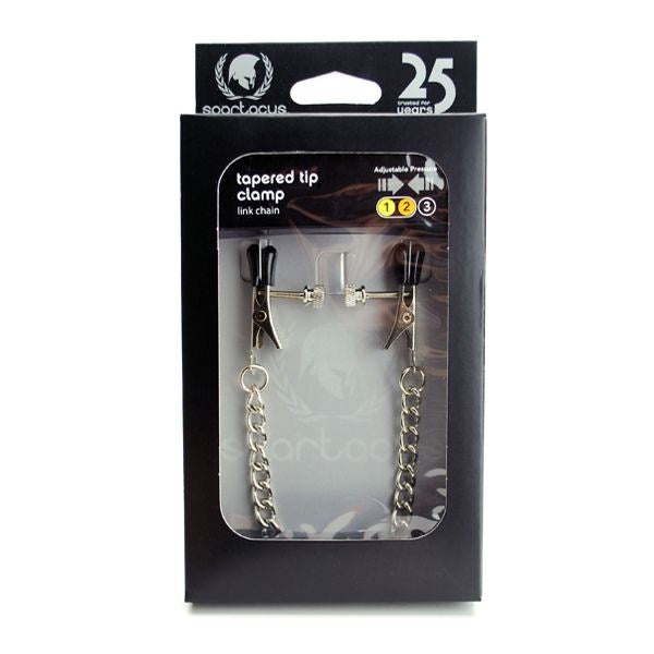 Tapered Broad Tip Nipple Clamps With Link Chain - - Nipple and Clit Clamps