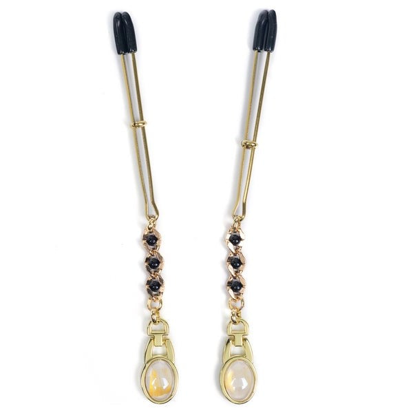 Tweezer Nipple Clamp With Pearl Drop Stamina Training Toy - - Nipple and Clit Clamps