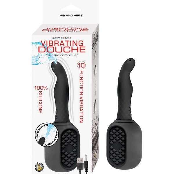 VIBRATING DOUCHE 10 Function Soft Silky Silicone - - Enemas and Douches