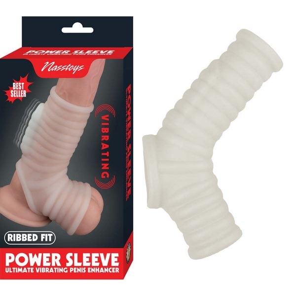 Vibrating Ribbed Fit Vibrating Power Cock Sleeve - - Pumps, Extenders and Sleeves