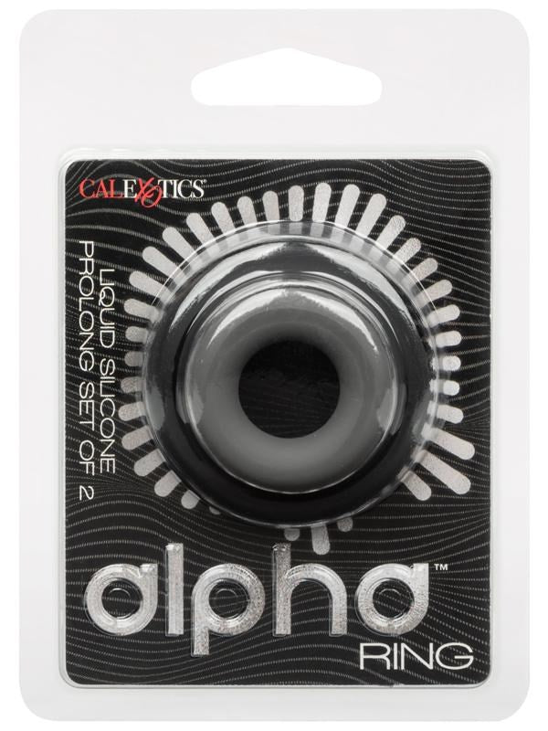 California Exotics Alpha Liquid Silicone Prolong Stretchy Cock Ring Set Of 2 - - Cock Ring Sets