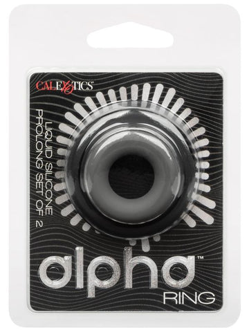 California Exotics Alpha Liquid Silicone Prolong Stretchy Cock Ring Set Of 2 - Cock Ring Sets