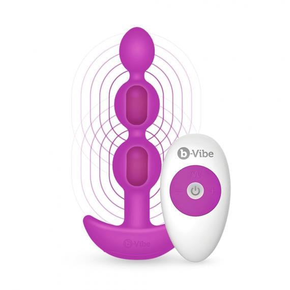 B Vibe Triplet Customizable Vibrating Anal Pleasure Beads Remote - - Anal Beads and Balls