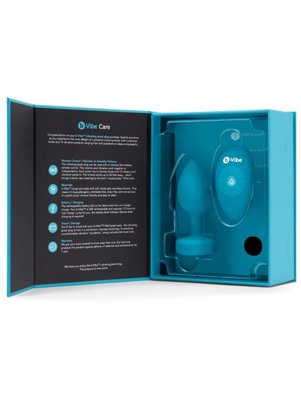 B Vibe Sophisticated Indulgence Vibrating Jewel Anal Plug with Remote Control - - Butt Plugs