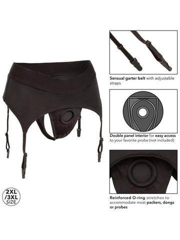 California Exotics Boundless Harness Compatible Thong with Garter 2XL/3XL - G-Strings, Panties and Shorts