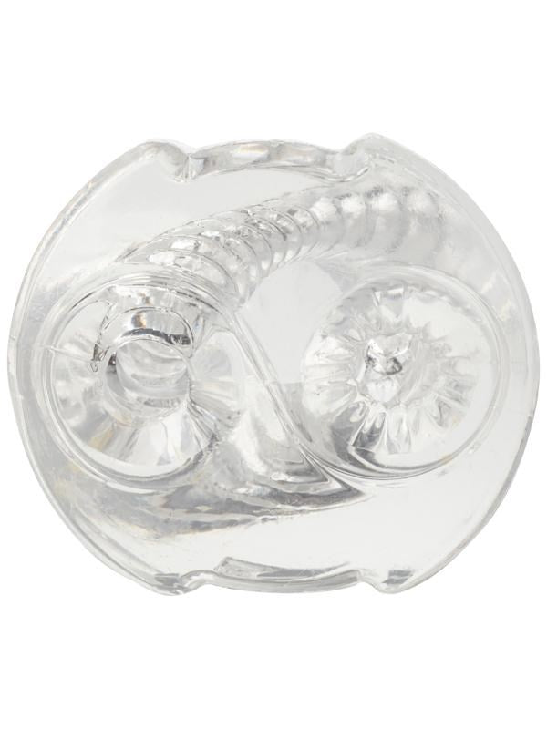 California Exotics Cyclone Dual Ribbed Realistic Male Stroker Clear TPE - - Masturbators and Strokers