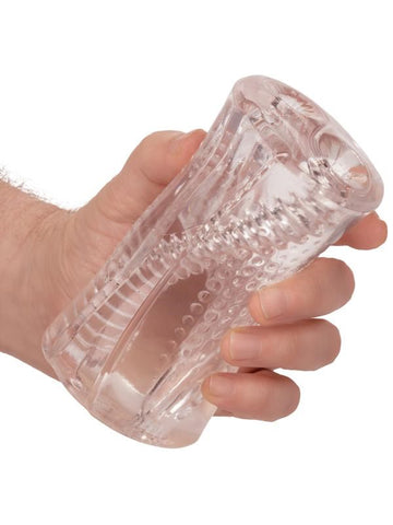 California Exotics Cyclone Dual Ribbed Realistic Male Stroker Clear TPE - Masturbators and Strokers