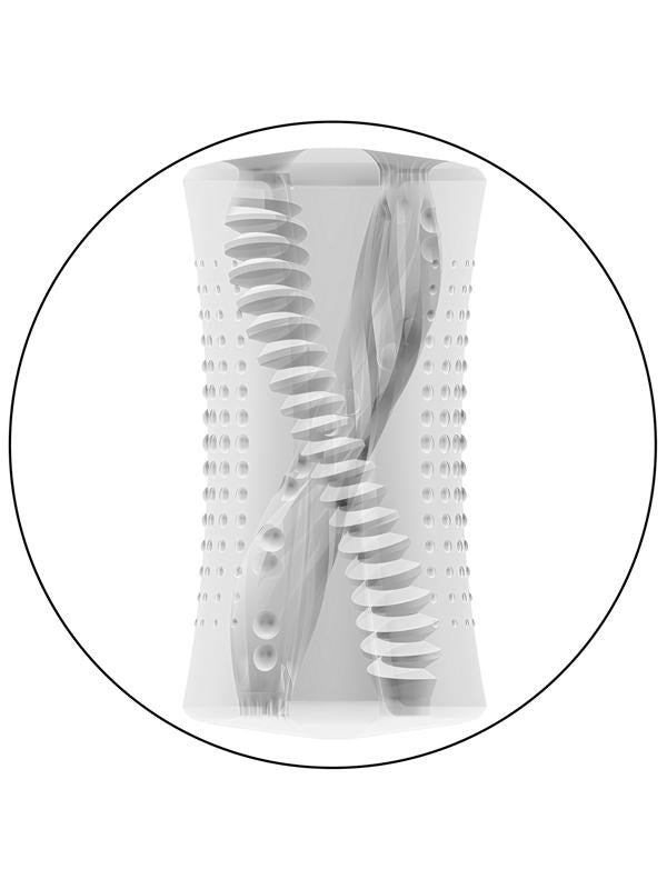 California Exotics Cyclone Dual Ribbed Realistic Male Stroker Clear TPE - - Masturbators and Strokers