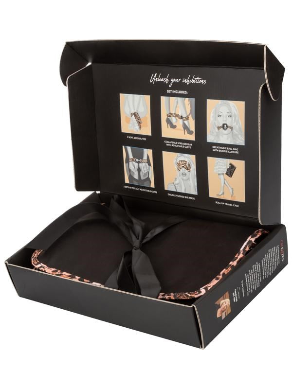 California Exotics Leopard Print 8 Piece Unleashed Surrender Bondage Set - - Bondage Kits