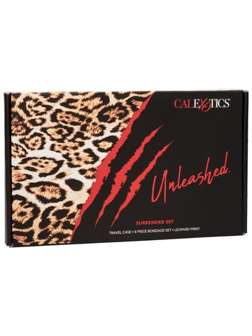 California Exotics Leopard Print 8 Piece Unleashed Surrender Bondage Set - Bondage Kits