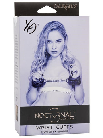 California Exotics Nocturnal Collection Bondage Wrist Cuffs Black PVC - Cuffs and Restraints