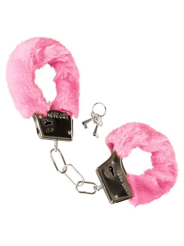 California Exotics Playful Furry Cuffs Soft Faux Fur Handcuffs Pink - - Cuffs and Restraints