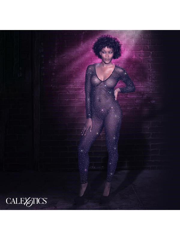 California Exotics Radiance Crotchless Full Bodysuit with Rhinestone Details - - Teddies and Bodysuits