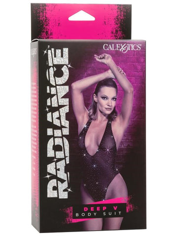California Exotics Radiance Deep V Rhinestone Mesh Bodysuit with Thong - Teddies and Bodysuits