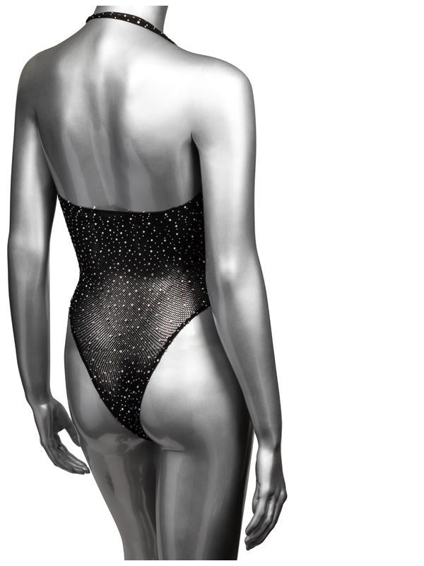 California Exotics Radiance Deep V Rhinestone Mesh Bodysuit with Thong - - Teddies and Bodysuits