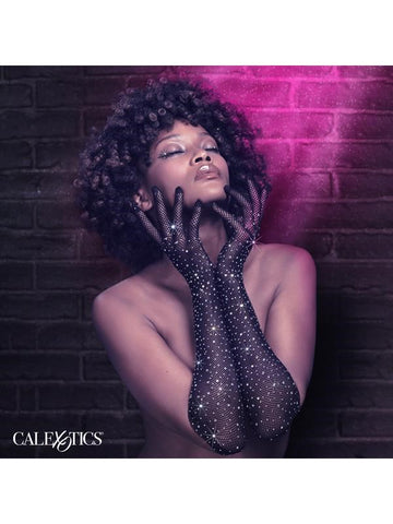 California Exotics Radiance Full Length Mesh Gloves Bold Dazzling Rhinestone - Wigs and Gloves