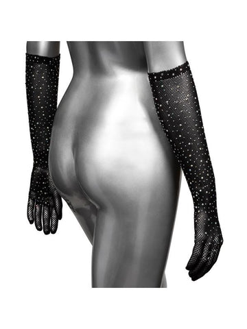 California Exotics Radiance Full Length Mesh Gloves Bold Dazzling Rhinestone - Wigs and Gloves
