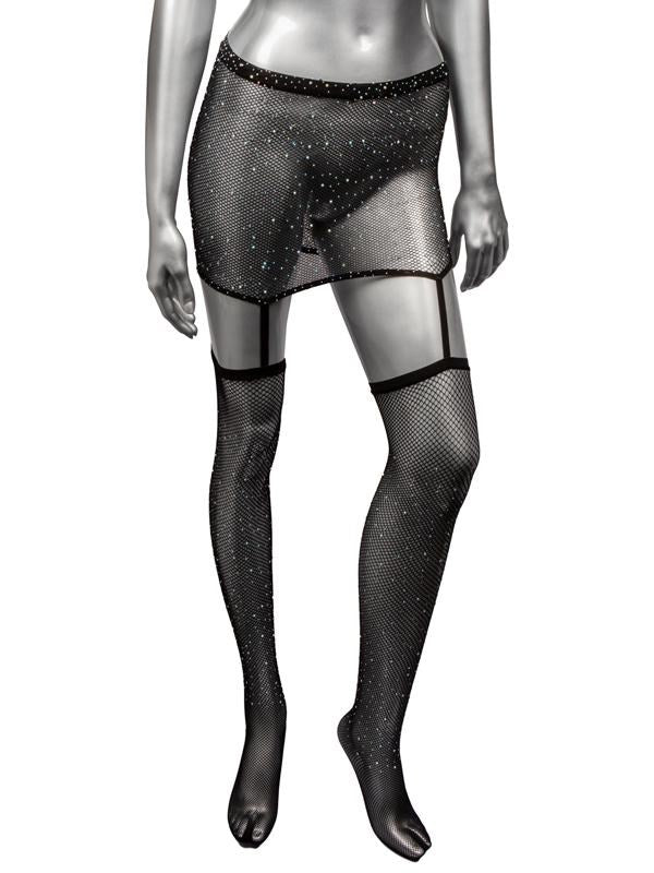California Exotics Radiance One Piece Plus Size Womans Garter Skirt With Thigh - - Fishnet and Thigh Highs