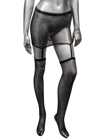 California Exotics Radiance One Piece Plus Size Womans Garter Skirt With Thigh - Fishnet and Thigh Highs