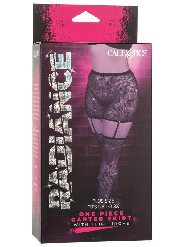 California Exotics Radiance One Piece Plus Size Womans Garter Skirt With Thigh - - Fishnet and Thigh Highs