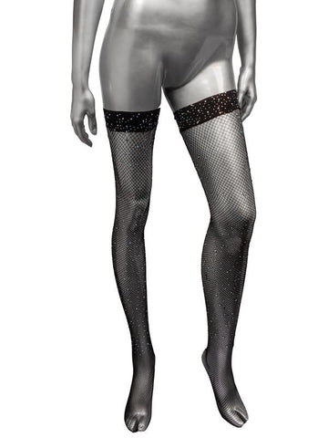 California Exotics Radiance Plus Size Stretchy Thigh High Stockings Black - Fishnet and Thigh Highs