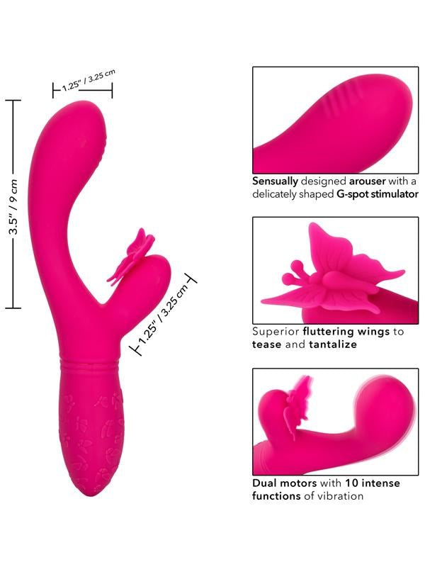California Exotics Rechargeable Butterfly Kiss Flutter 10 Function Rabbit Vibrator - - Rabbit Vibrators