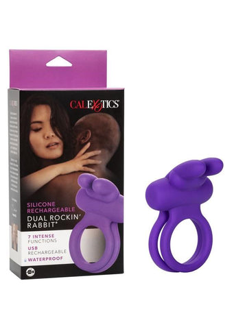 California Exotics Rechargeable Rockin Rabbit Enhancer Vibrating Cock Ring - Vibrating Cock Rings