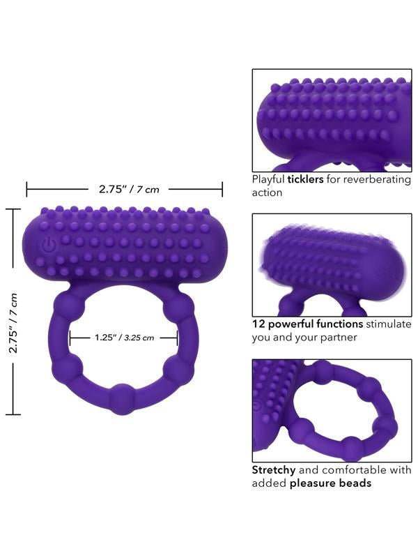 California Exotics Silicone 12 Functions Rechargeable 5 Bead Maximus Ring - - Vibrating Cock Rings
