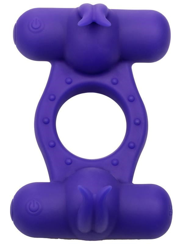California Exotics Silicone 12 Functions Rechargeable Triple Orgasm Enhancer Ring - - Vibrating Cock Rings