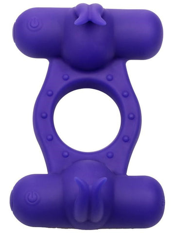 California Exotics Silicone 12 Functions Rechargeable Triple Orgasm Enhancer Ring - Vibrating Cock Rings