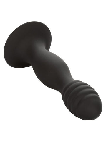 California Exotics Silicone Ribbed Suction Cup Anal Plug Hands Free - Butt Plugs