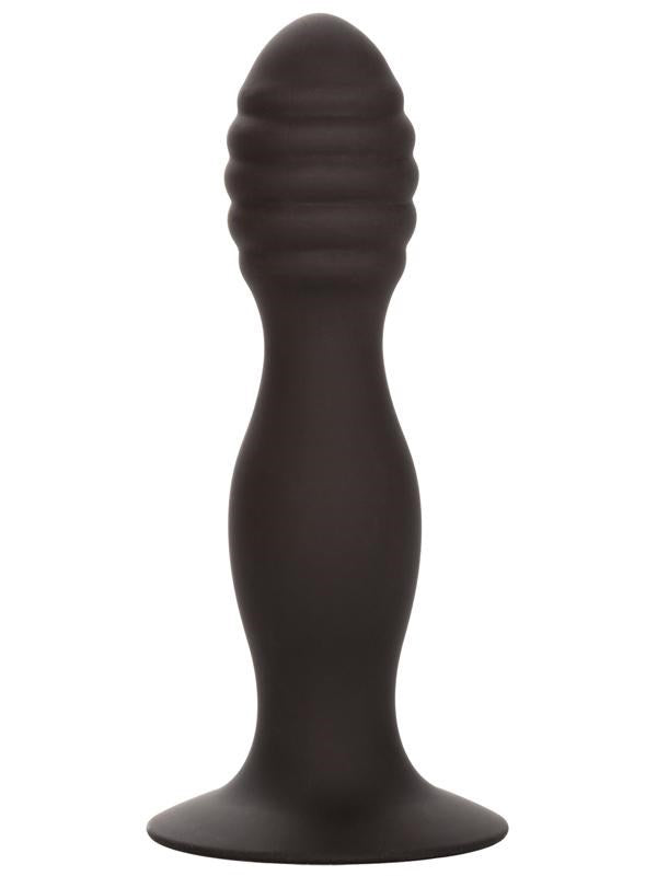 California Exotics Silicone Ribbed Suction Cup Anal Plug Hands Free - - Butt Plugs