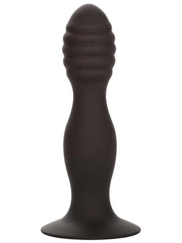 California Exotics Silicone Ribbed Suction Cup Anal Plug Hands Free - Butt Plugs