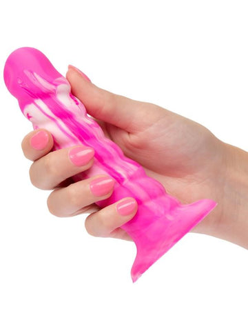 California Exotics Twisted Love Twisted Ribbed Anal Dildo Probe Pink Silicone - Anal Dildos