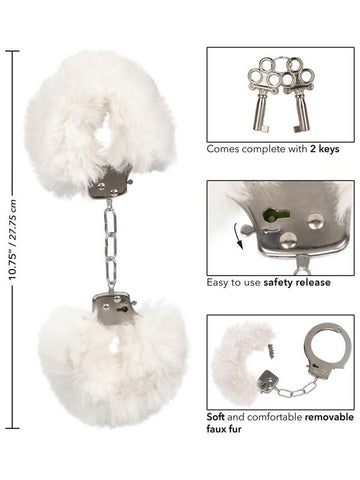 California Exotics Ultra Fluffy Furry BDSM Play Cuffs with Keys - Cuffs and Restraints