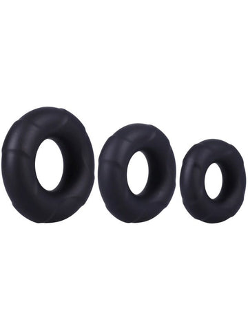 Doc Johnson 3 Stretchy Silicone Cock Ring Set with Three Sizes for Enhanced - Cock Ring Sets