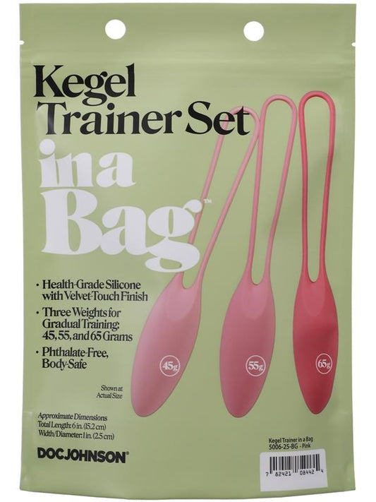 Doc Johnson 3 Silicone Balls Kegel Trainer Set In A Bag - - Love Eggs and Kegel Exercisers