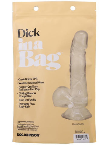 Doc Johnson 6 inch Realistic Dick In A Bag Crystal Clear Dildo - Realistic Dildos