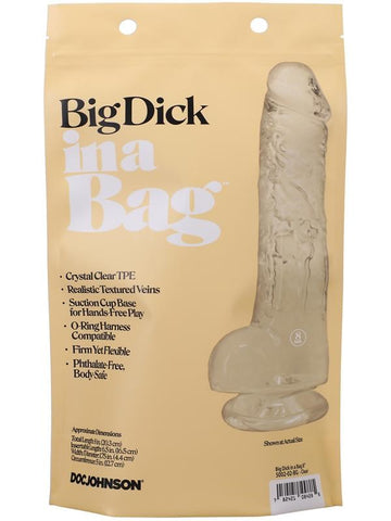 Doc Johnson 8 inch Realistic Big Dick In A Bag with Suction Cup Base - Realistic Dildos