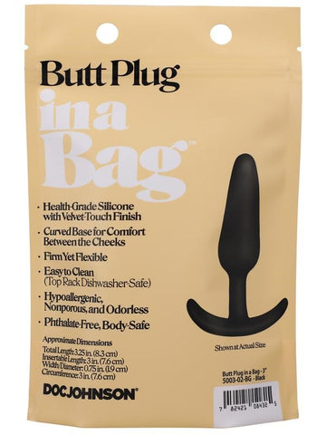 Doc Johnson Beginner Friendly Butt Plug In A Bag 3 Inch Silicone Design - Butt Plugs