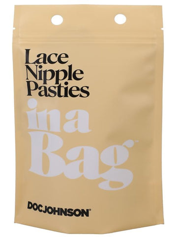 Doc Johnson Sexy Safe Lace Nipple Pasties Black Vegan Leather Coverage - Breast and Nipple Toys