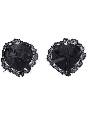 Doc Johnson Sexy Safe Lace Nipple Pasties Black Vegan Leather Coverage - Breast and Nipple Toys