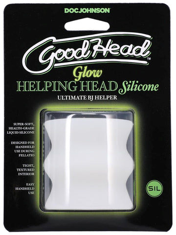 Doc Johnson GoodHead Glow Helping Head Silicone Stroker Glow in Dark - Masturbators and Strokers