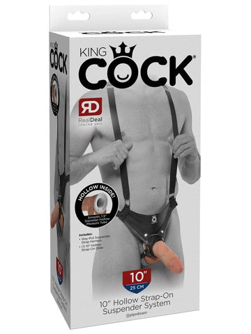 Pipedream Products King Cock 10 Inch Hollow Strap On Suspender System - Strap On Sextoys